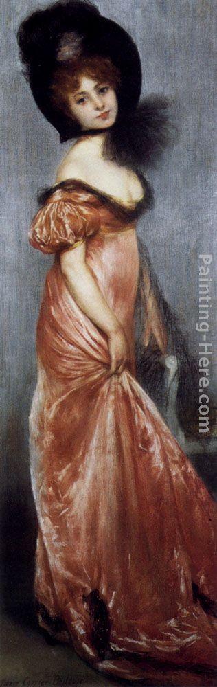 Pierre Carrier-Belleuse Young Girl In A Pink Dress